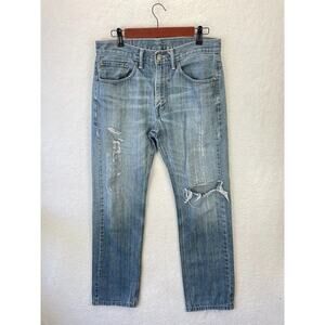Levi's Jeans Men's 32x32 Blue Light‎ Wash Straight Leg Jeans Distressed